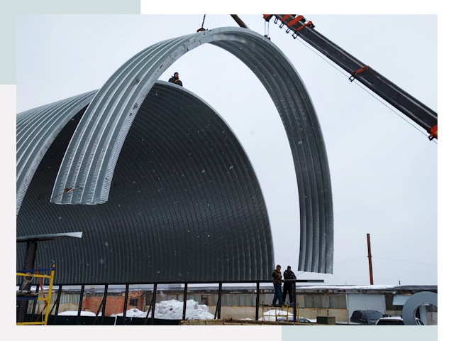 Полукруглые ангары в Красноуфимске